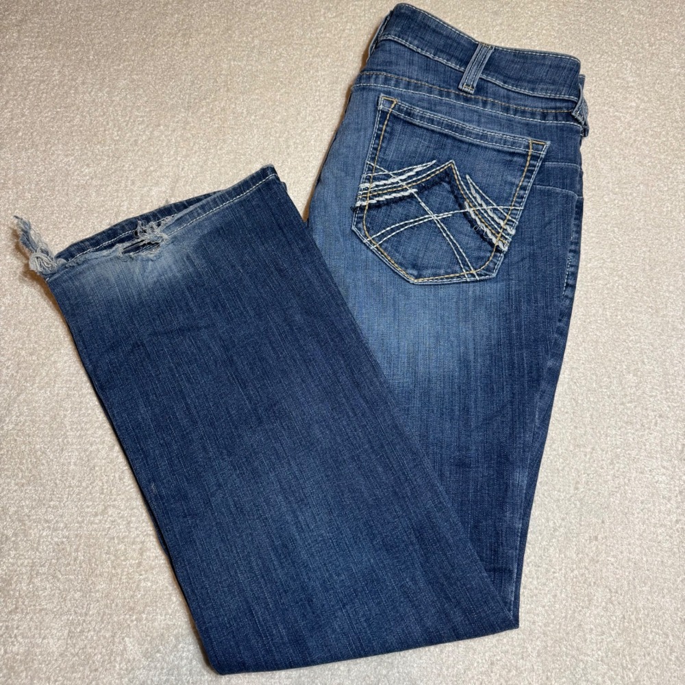 Ariat REAL Denim 33R Bootcut Jeans Western Embroidered Pocket Cowgirl
